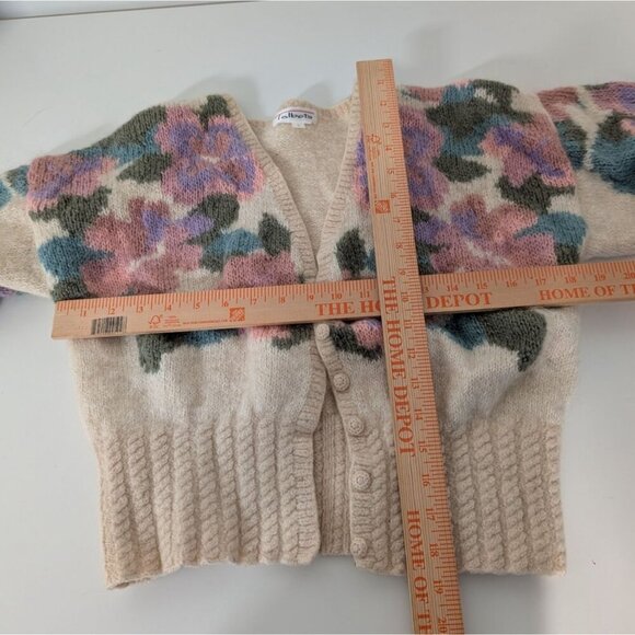 Talbots Floral Cardigan Womens Size Medium Cream Vintage V Neck Button Front - Picture 11 of 13
